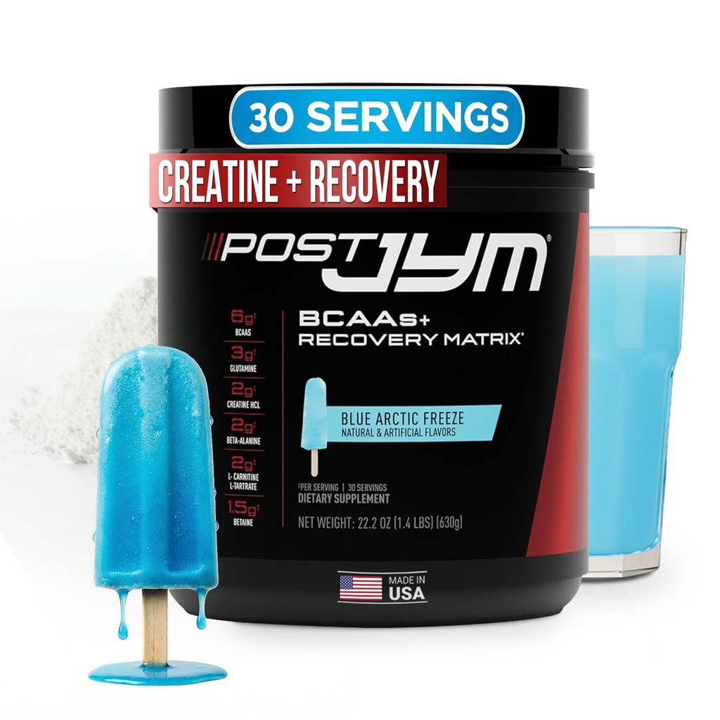JYM Supplement Science Post JYM Aktywna matrix niebieski Artic Freeze Amino Recovery Proszek Pure Creature HCL, BCAA, Glutamina, Karnityna, Betaine, Tauryna dla siły, Naprawa, Wydajność 30 Służenie