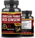 Koreański Panax Red Ginseng, Red Ginseng Suplementy Premium 3140mg (Ginsenozyd 5%) Koreański Red Ginseng Intensywne 60 Kapsułki (Maca Root) Made in USA