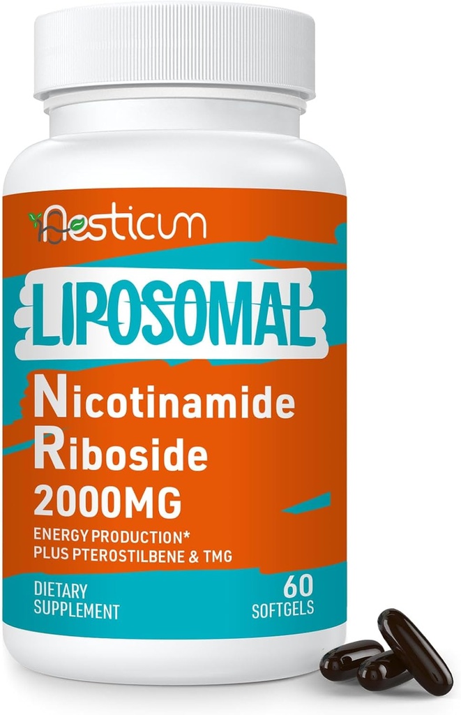 2000 MG Liposomal Nikotynamid Riboside Supplement z TMG & Pterostilbene, Superior Niacinamid for Energy, Immunitet, Oporność na wiek, 60 Softgels