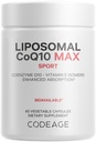 Codeage Liposomal CoQ10 Max Supplement - 250 mg Koenzym Q10 z Witaminą E Isomers Tocoferole - 2-Miesiąc Dostawy - 1 Kapsułka na Podawanie - Dostawa liposomalna - Nie-GMO, Gluten- Free - 60 Kapsułki