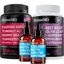 Liquid Collagen Biotin (2pk), Fadogia Tongkat Ali (1pk) i Nitric Oxide (1pk) Supplement Bundle - Pothent Vitamin for Hair, Skin, Nails, Heart, Energy, & Testosteron Support - Non-GMO, Vegan