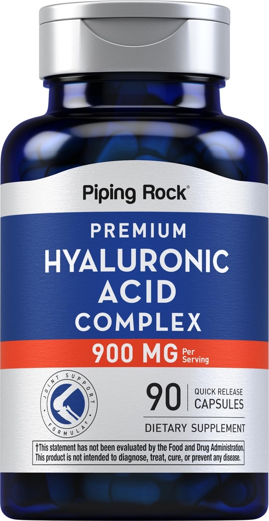 Piping Rock Hyaluronic Acid Kapsułki 124; 900mg 124; 90 tabletek 124; Suplement z MSM i Collagen 124; Kompleks Premium dla kobiet i mężczyzn 124; Non-GMO, Gluten Free