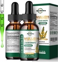 2 Pack Mullein Drops for Lungs, 1200mg Mullein Leaf Extract Liquid Drops with Chlorophyll for Lung Cleanse & Detox, Wsparcie dla układu oddechowego, immunologicznego, pokarmowego