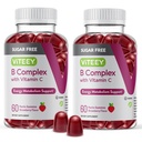 VITEEY witaminy B Gummeje złożone z witaminą C, Cukier wolny - Energia, Metabolizm i Nerve Zdrowie - B6, B12, Kwas foliowy, Biotin - Wegan, Żelatyna wolna, GMO wolne - Smaczne guma truskawkowa do żucia