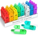 Zoksi Monthly Pill Organizator 2 razy dziennie, 30 dzień Pill Box Organizator Am Pm, Codzienne Pill Case z 32 Duże Komory na każdy dzień, Przenośny Pojemnik Pill Travel dla witamin i medycyny