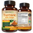 Kurkumina Turmerowa z Ginger Root Joint Supplement Supplement Agregat 124; Kurkumina Turmerowa Suplement 95% Kurkuminoidy Agregat 124; Zawiera organiczną Turmeric & Ginger z Black Pepper Extract for Max Absorption