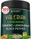 5in1 Kapsułki korzeniowe Valerian Plus L- Theanine, Lemon Balm, Turmeric i Black Pepper dla relaksacji, Resteful Night, trawienie i wsparcie immunologiczne - 100 Count