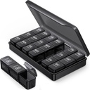 PULIV Pil Organizator 3 razy dziennie w czarnym kolorze dla ochrony prywatności, Portable Weekly Pill Box 7 Dzień dla podróży, Duży Light- Proof Pill Case dla witaminy, Leki, Suplementy i Oleje rybne