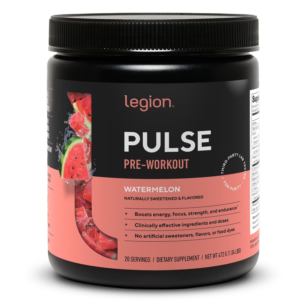 LEGION - Wszystkie naturalne tlenek azotu Precuting Drink do Boost Energy, Kreatyna wolna, Naturalnie słodzone, Beta Alanina, Citruline, Alpha GPC (Arbuz)