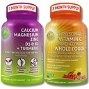 Supplement Bone & Immune Supplement Bundle - Witamina Liposomalna C 1500mg z organiczną acerolą & Camu Camu + Cynk wapnia z witaminą D3, K2 & Turmeric - Wegan, Non-GMO