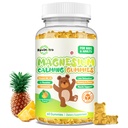 Magnezu Gummies dla dzieci - Magnezu Gummies Suplement z L- Theanine, Witamina B6, D3 dla dorosłych i dzieci, Spokojny Magnez dla snu, Relaksacja, Mózg, Kości, Cukier wolny ananas 60ct
