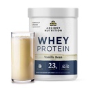 Ancient Nutrition Grass Fed Serwatka Białko, Wanilia Fasola, 23 g Białko, 20 Słupki, Zhydrolizowane Kolagen Peptydy, Organic Regenerative A2 / A2 Białko mleka