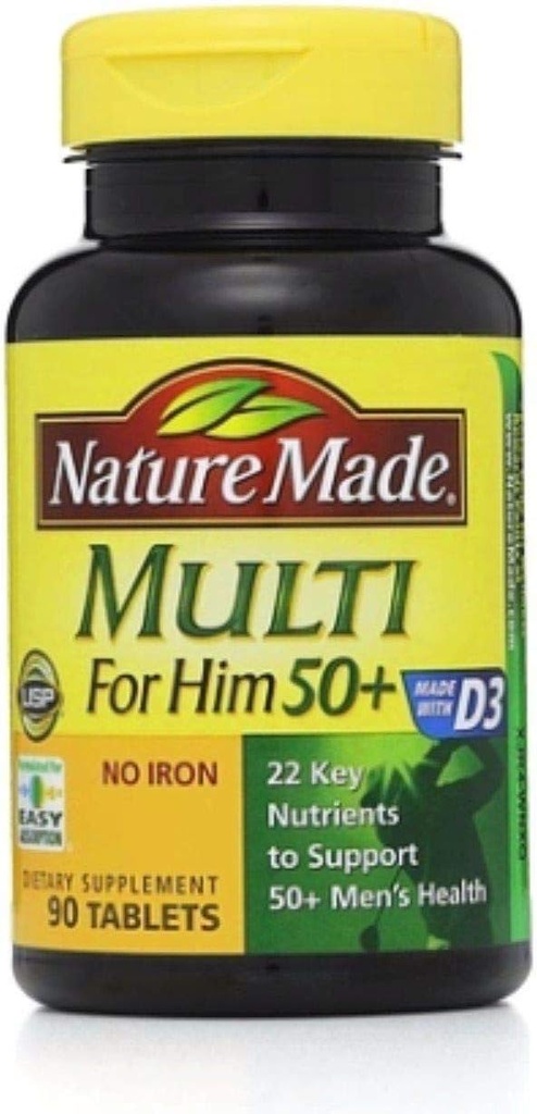 Nature Made Multi dla niego 50 + Suplement diety tabletki 90 ea (Opakowanie 4)
