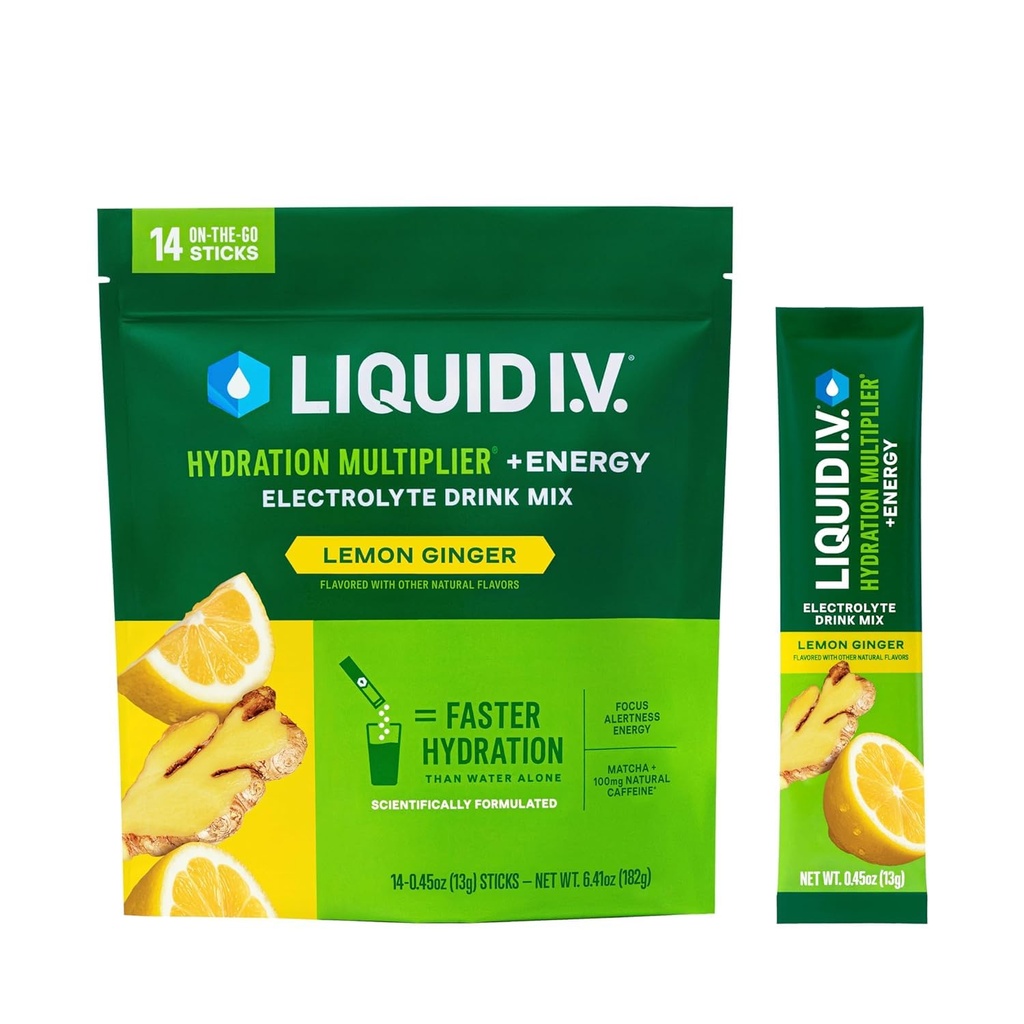 Płyn IV ® Nawodnienie mnożnik + energia - Imbir cytrynowy 124; Napoje proszkowe elektrolitu mix 124; 1 opakowanie (14 Servings)