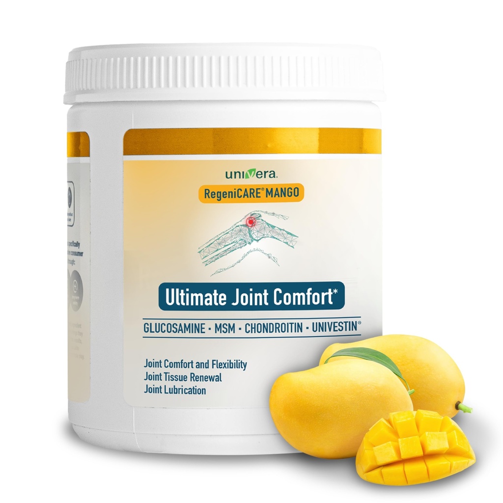 Univera RegeniCARE Canister, Glukozamina, Chondroitin, MSM, Univestin, Restores Cartilage, Wsparcie Joint Comfort + Mobilność + Elastyczność, 30- Day Supply (Mango Flavor)