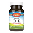 Carlson - Witamina D3 + K2, 50 µg (2000 j. m.) Witamina D3 & 90 µg Witamina K2 jako MK7, Podtrzymywanie kości, Wchłanianie wapnia, 120 kapsułek