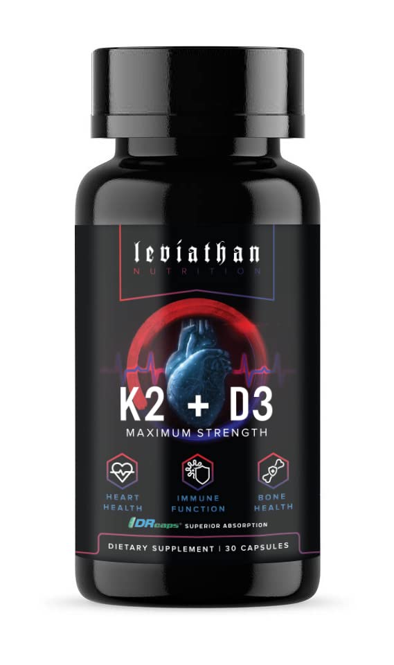 Lewiatan Nutrition Witamina D3 K2 2 w 1 Formule 124; 360mcg Witamina K2 (MK7) + Witamina D3 5000 IU Wegańska Organiczna Dodatkowa Siła Suplementy Witaminy - Serce wsparcia, Zęby, Wspólne, i zdrowie kości
