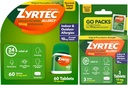 Zyrtec 24 Hour Allergy Relief Tablets, Indoor and Outdoor Alergy Medicine with 10 mg Cetirizine HCl per Antihistamine Tablet, Bundle Pack, 60 ct + 3 ct Travel Packs, 63 Count