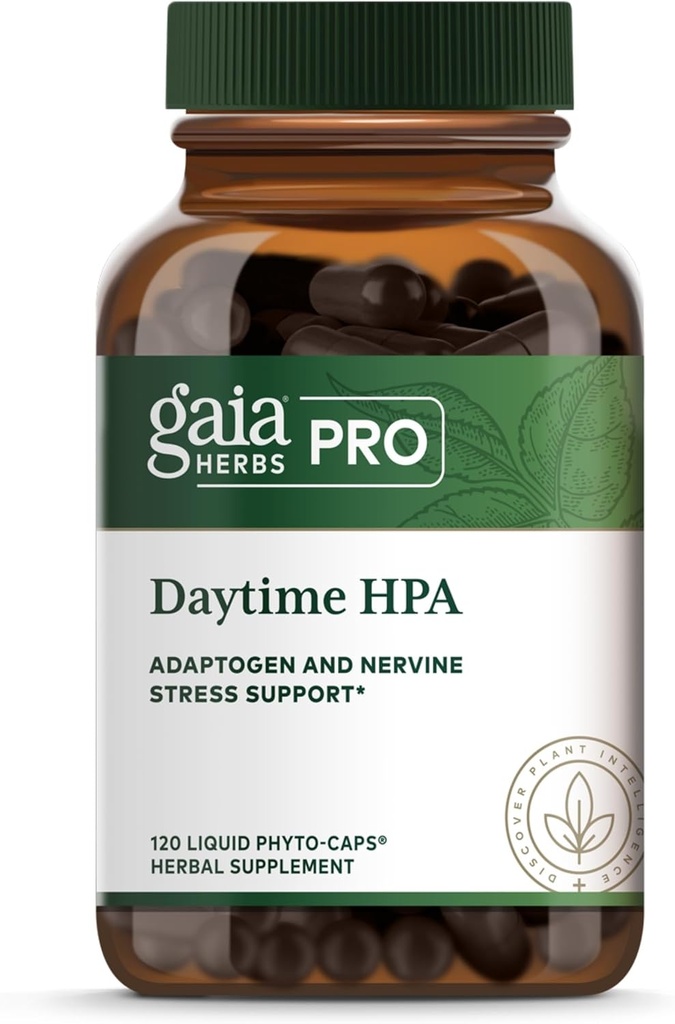 GAIA HERBS PRO Daytime HPA - Suplement Wsparcia Adaptogen - Suplement wsparcia systemu nerwowego z Olive Oil & Rhodiola * - Wegan, Gluten- Free, Soy- Free - 120 Płynne czapki fito- (60 Servings)