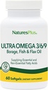 Natury Plus Ultra Omega 3 6 9- 1200 mg, 60 Softgels - Olej z borasu, Olej rybny, Suplement oleju flax, Gluten- Free - 60 Służenie