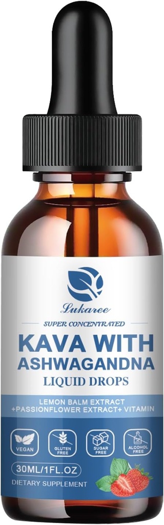 Lukaree (2 Pack) Kava Kava Root Extract Supplement - Wysoka koncentracja Kava w / Ashwagandha, Lemon Balm, Valerian Root for Immune & General Health - Vegan, Alcohol- Free