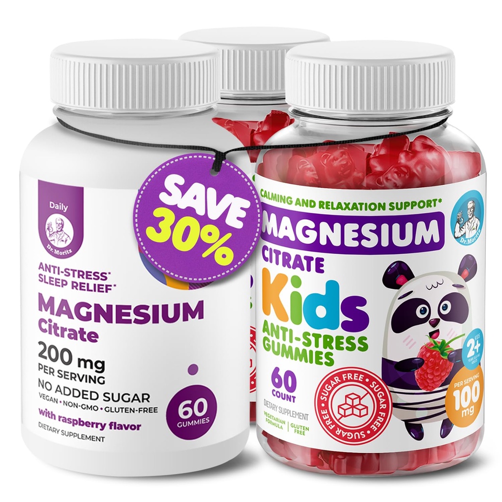 Dzieci Magnezu 120 liczenie i Magnezu 60 liczenie Gummies Bez cukru - Spokojny Gummies Magnezu Suplement dla dzieci, Bez cukru Gummies spokojne żucia dla dzieci i dorosłych