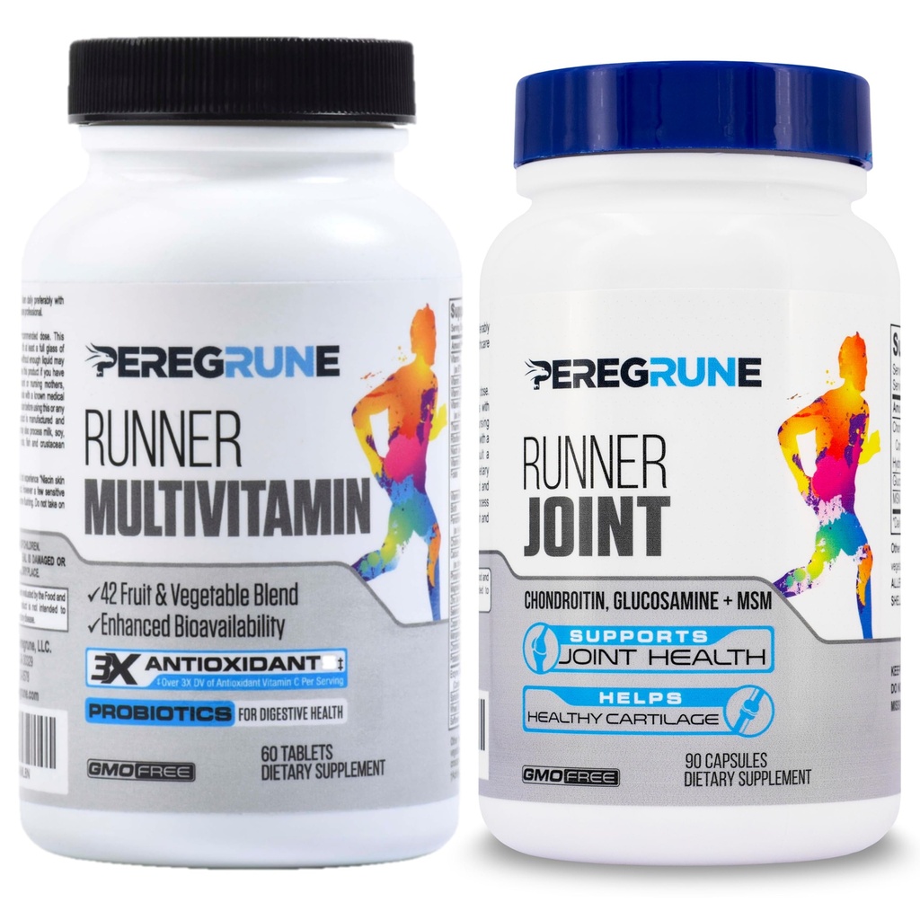 Runner Multivitamin & Joint Supplement Supplement - Przeciwutleniacze, witamina B Complex, Probiotyki dla zdrowia, Energia, Endurance, Recovery - Glukozamina Chondroitin, MSM - GMP Running Supplements
