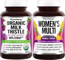 FarmHaven Milk Thistle Kapsułki i Multivitamin dla kobiet 124; 22 Zasadnicze składniki odżywcze, owoce i warzywa Kobiety Multivitamin 124; Wzmacnia energię, immunologiczne, Heart Health Bundle