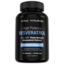 Vital Vitamin Resveratrol Supplement - Wsparcie przeciwutleniające, Długowieczność komórkowa, Funkcja kognitywna - 60 Kapsułki