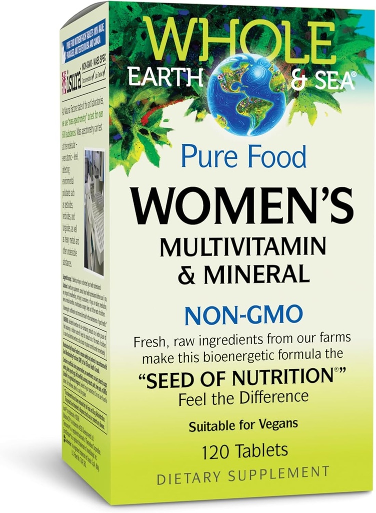 Naturalne czynniki Całość Ziemia & Morze Kobiet Multivitamin & Mineral, cały suplement diety, Wegan, 120 Tabletki