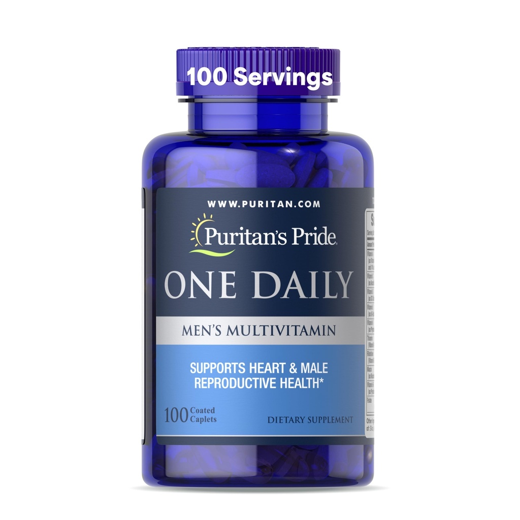 Puritan 's Pride One Daily Men' s Multivitamine, Dietary Supplement to Support Heart and Mężczyzna Reproductive Health with witaminy A, C, D, E, and Zinc, 3 Month Supply, 100 Count *