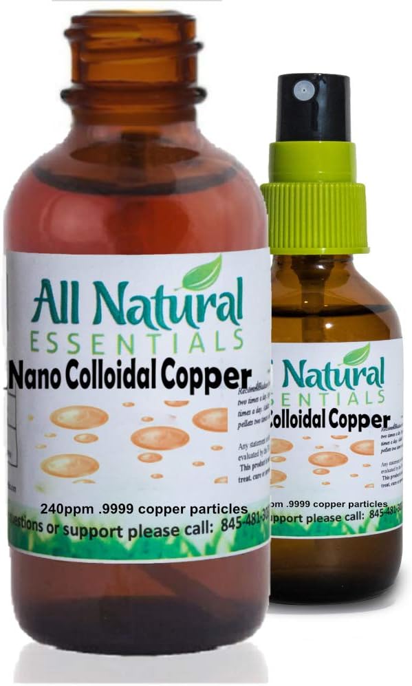 Nano Colloidal Mineral Supplement Miedź cieczowa Mineral 2oz 240ppm Butelka Kosher Certyfikat wszystkie naturalne dla dorosłych, Mężczyźni, Kobiety, Dzieci (Spray)