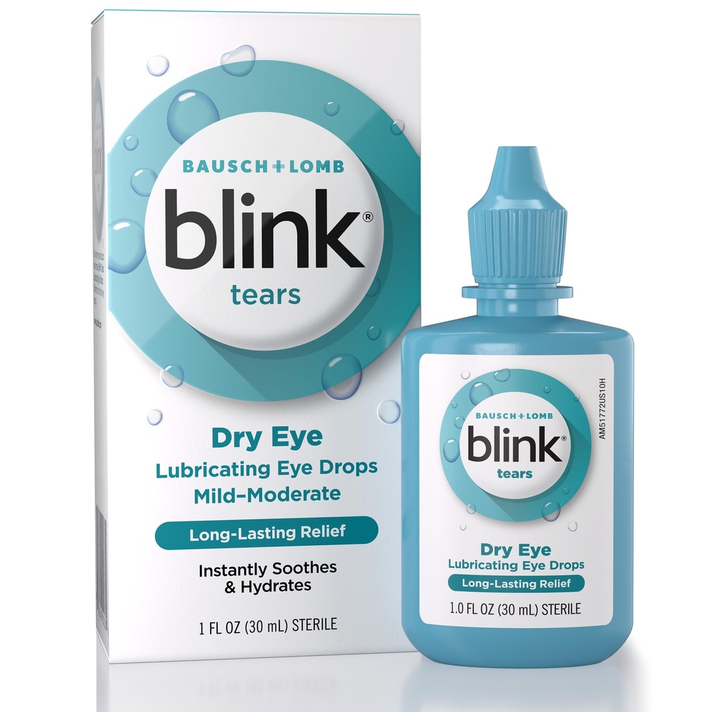 BLINK Łzy smarujące krople do oczu, nawilżające i soothing dla łagodnego do umiarkowania suchych oczu, z hyaluronate, Zmniejsza dyskomfort, długotrwała hidracja, Soothes & Moisturizes, 1 Fl Oz