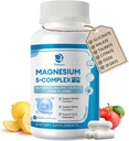 5- in-1 Magnezu Complex Supplement z witamin i ekstraktów ziołowych, 30 Dni dostaw z magnezu glicynian cytrynian jabłczan tlenek tauratu dla spokojnej kości mięśni energii Cortisol Balance, Wegan
