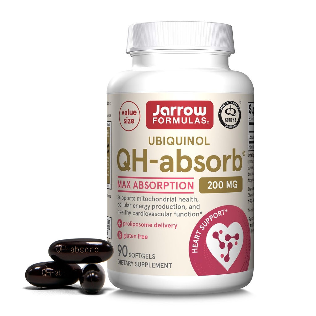 Jarrow EFLAS QH- Absorb 200 mg - Active Antioksydant Form of Co- Q10 - Dietary Supplement - Supports Mitochondrial Energy Production & Cardival Health - 90 Softgels