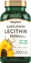 Piping Rock Sunflower Lecithina Softgel kapsułki 124; 3600 mg 124; 200 Hrabia 124; z fosfatydylocholiny 124; Soy Free, Non-GMO, Gluten Free