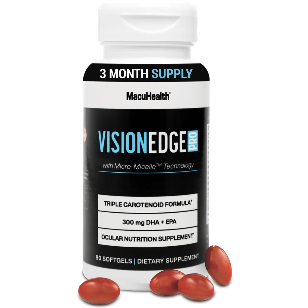 Suplement do oczu dla sportowców; Formuła z luteiną, Zeaksantyną i Mezo- Zeaksantyną, Suplementy Omega 3, Karotenoidy zasadnicze dla oczu - (90 Softgels, 3 Month Supply)