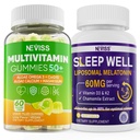 NEVISS Kobiety i Mężczyźni 50 + Gummy wielowitaminowe i Melatonina 60 mg Bundle