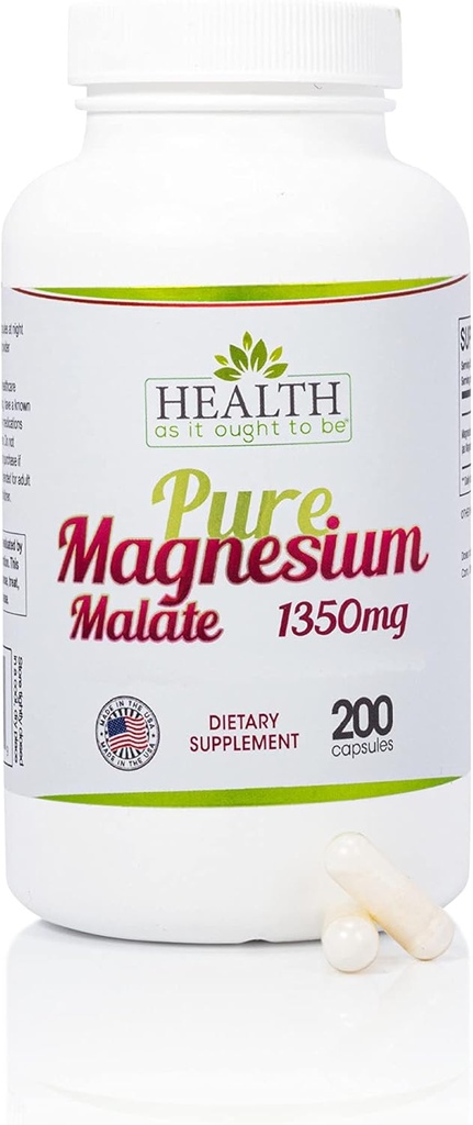 Zdrowie Jak to powinno być czysty magnezowy jabłczan 1350 mg suplement Adresat 124; Lekarz formulowany & Wysoko Absorbowalne 124; 200 Kapsułki