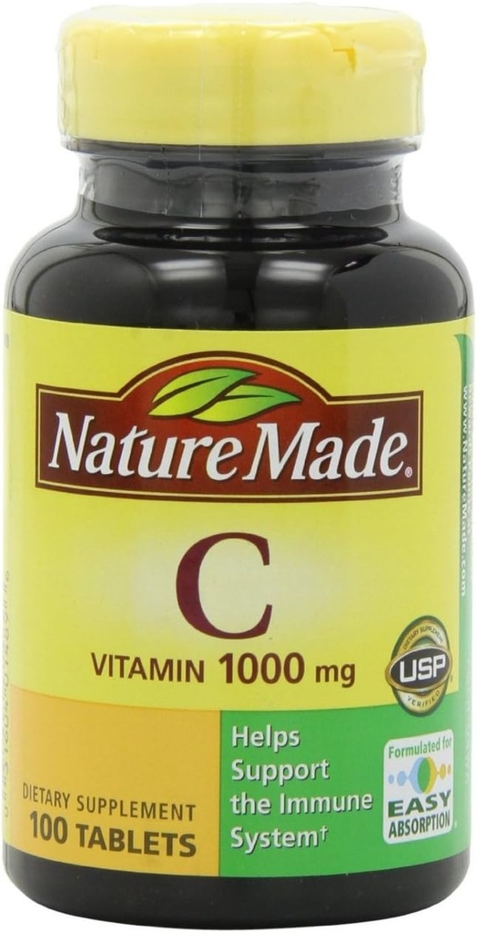 Nature Made Witamina C 1000 mg tabletki, 100 Hrabia pomóc Wsparcie immunologiczne Systemuâ €(Opakowanie 3)