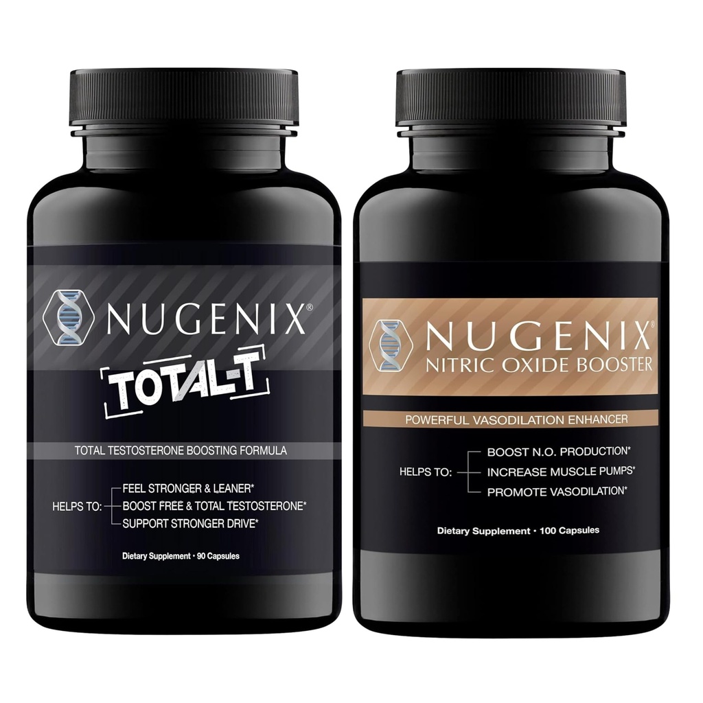 Nugenix Azoksyd azotu Booster i Total-T Testosteron Booster dla mężczyzn