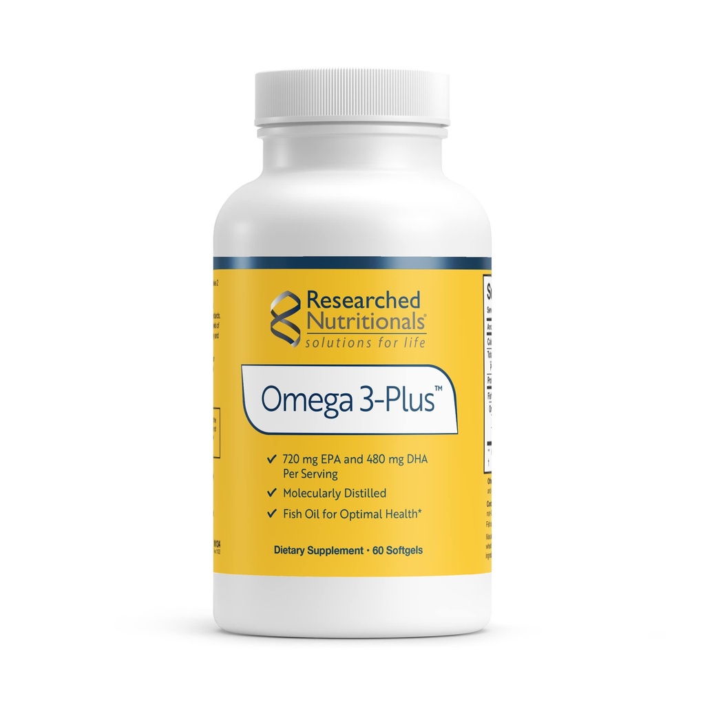 Zbadane odżywki Omega-3 Plus olej rybny - EPA DHA Omega 3 Suplement do wsparcia układu krążenia i zdrowia mózgu - Molekularnie destylowane dla czystości i bezpieczeństwa (60 Softgels)