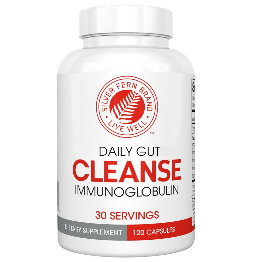 Srebrna Fern Cleanse - Daily Gut - 1 Butelka - 120 Kapsułek - 30 Day Supply - Immunoglobulina G, A & M - (IgG, IGA, IgM) - Postbiotyk