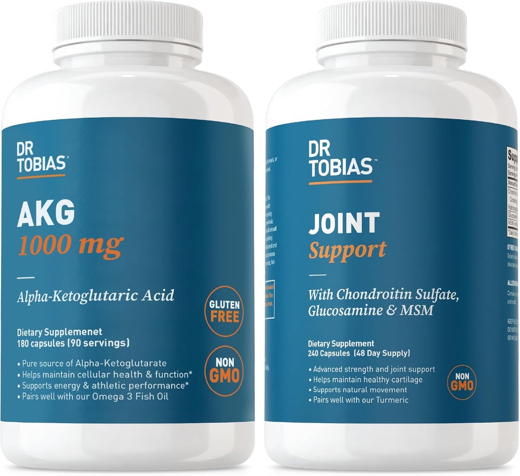 Dr Tobias AKG Supplement & Joint Supplement - Supports Energy, Muskles, Cartilage & Joint Health, Non-GMO
