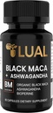 LUAL 30,000mg 30x Siła Organic Black Maca Root z Ashwagandha - Najwyższa moc Black Maca Korzeń Kapsułki dla mężczyzn - 100% Czysty Maca Peruana Proszek organiczny, Żelatynizowany, Non-GMO - 60 Pigułki