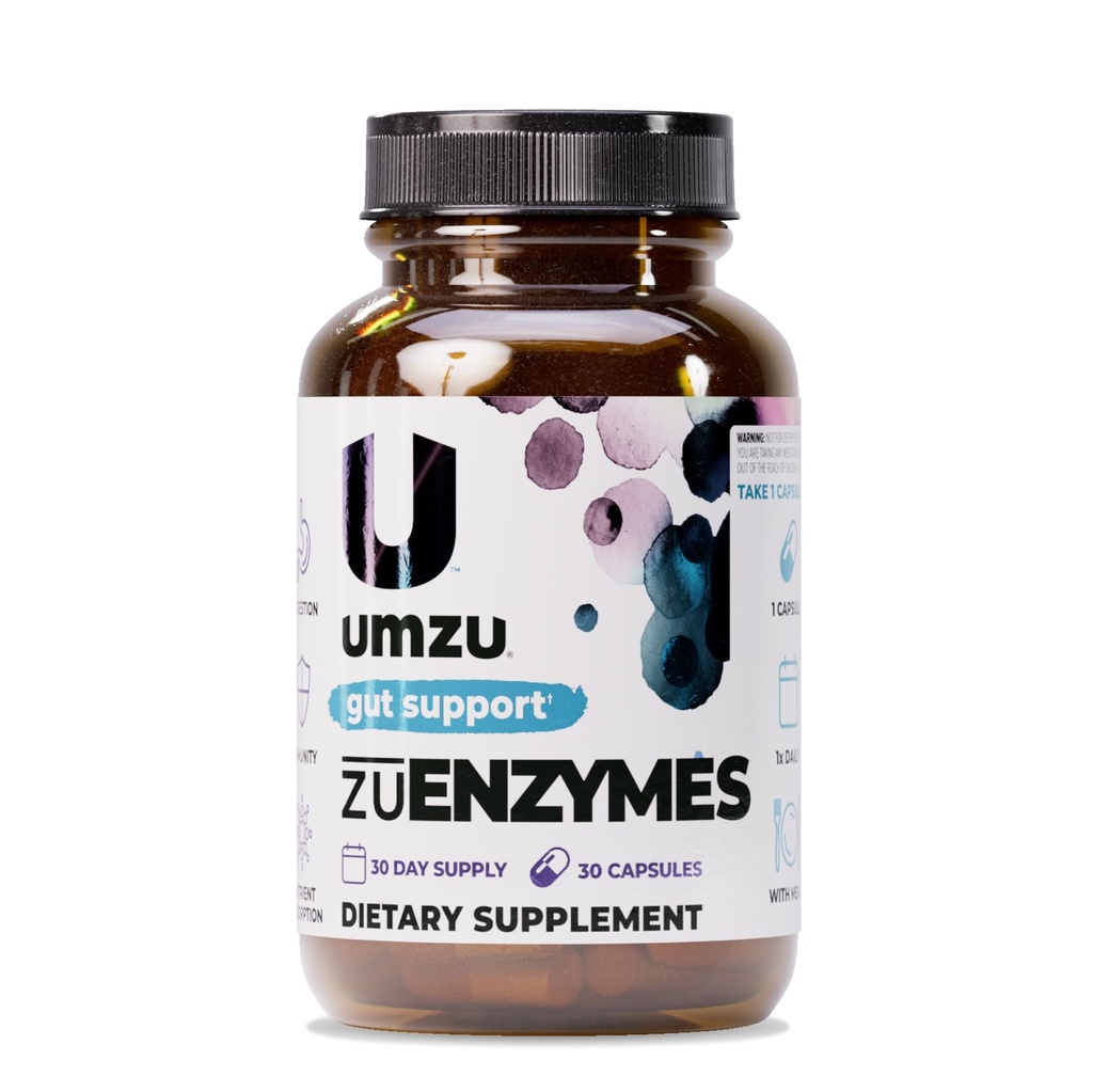 UMZU ZuEnzymes Digestive Enzymes Supplement Equipment 124; 21 Enzymy dla Gut Health Support, trawienie i odżywka Wchłanianie 124; Pomaga złamać Laktozę, węglowodany, białka i tłuszcze (30 Day Supply Equipment 124; 30 Kapsułki)