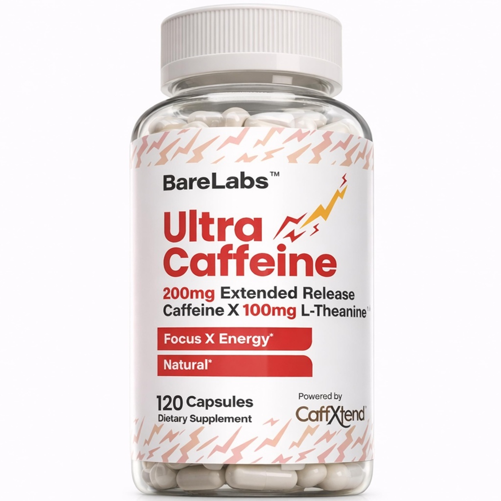 Extended Release Cafeline Pigułki + Kofeina L- Theanine + Focus & Suplement energii + No Jitters, No Crash + Natural - 120 Kapsułki