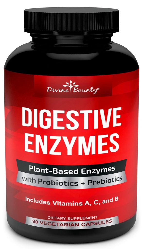 Boski Bounty Digestive Enzymy z Probiotyki i Prebiotyki z Lipazy, Amylase, Bromelain - Wsparcie zdrowej diety Trakt dla mężczyzn i kobiet - 90 Kapsułki wegetariańskie