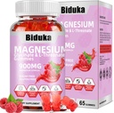 900mg Magnezu Complex 65 Malina Gumiaki, Bez cukru Magnezu Glicynian i L- Threonian Potas Suplement z witaminą D, B6, CoQ10 Relaks