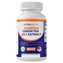 Ekstrakt Vitamatic Green Tea z witaminą C, 25X Koncentrat, 98% Polifenole, 80% Katechiny, 50% EGCG, 180 Kapsułki Veg